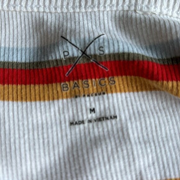 Pacsun white tank ribbed striped cropped‎ top Size Medium baby tee - Picture 3 of 6